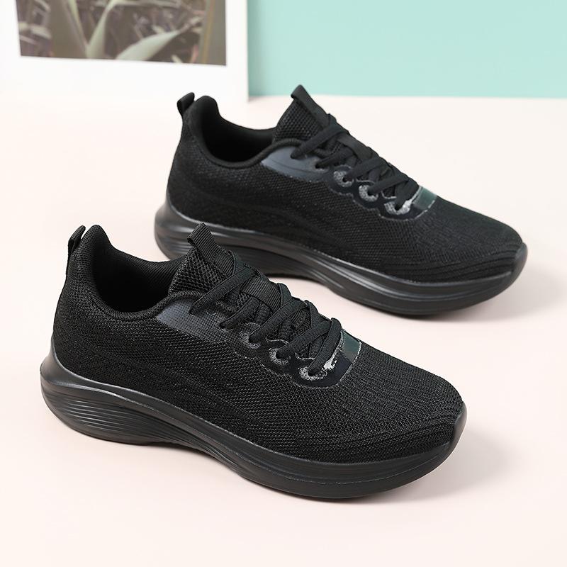 Running women's shoes new spring mesh lightweight soft sole not tired feet black sports and leisure shoes
