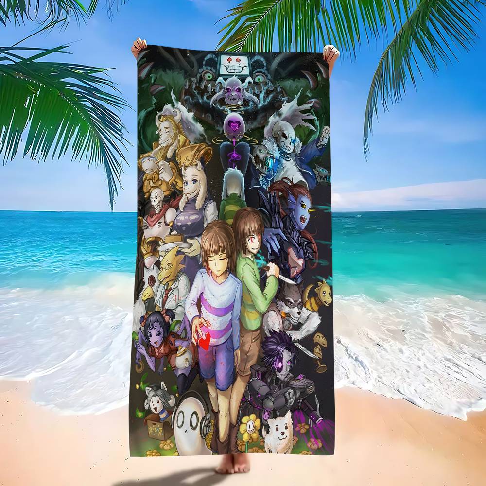 Game U-Undertales Bath Towel Microfiber Soft Water Absorbing Breathable For Girl Kids Decorative Cartoon Beach Towel