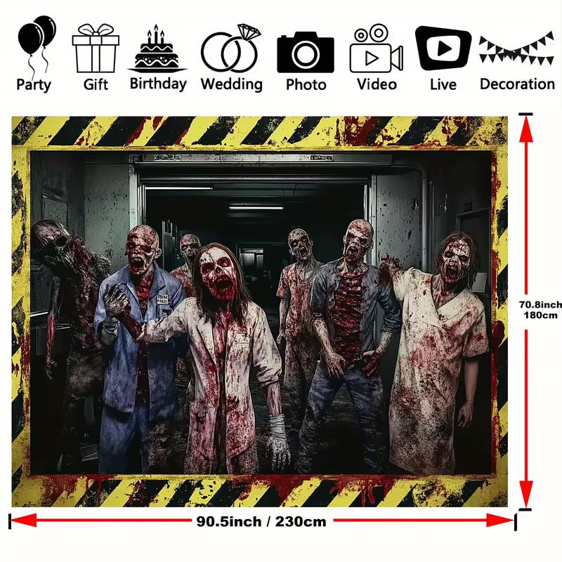 2D Zombie Lab Hospital Backdrop for Horror Movie Night & Themed Parties