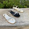Rhinestone Strap Soft Sole Non-Slip Sandals Fashion Round Toe Toe Plus Size Roman Flats