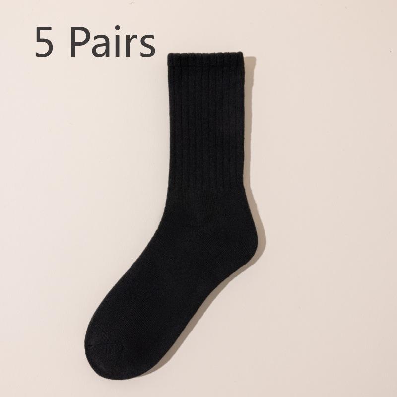 5 Pairs of Women's Autumn and Winter Padded and Thickened Warm Loop Mid Calf Socks