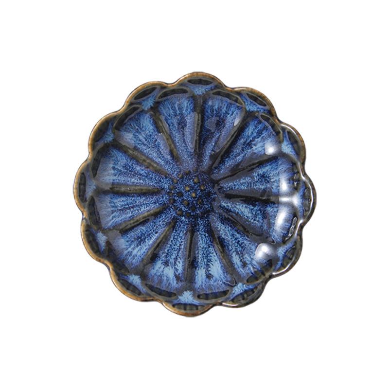 Starry Sky Blue Japanese Ceramic Floral Dipping Dish