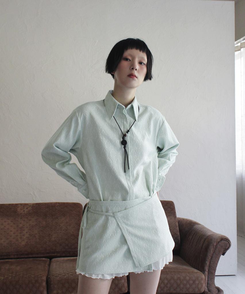 RUBATI Jacquard Shirt Half Apron_Mint