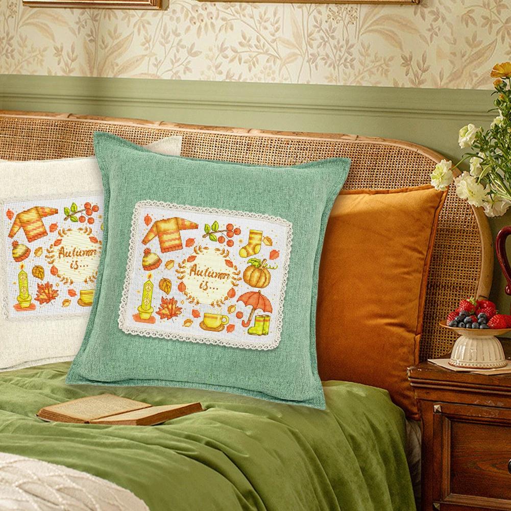 DIY Embroidery Pillow Covers Kit Cotton 14CT 2 Threads Cross Stitch Kits fCross Stitch Pillow Sham Cross Stitch Throw Pillowcase
