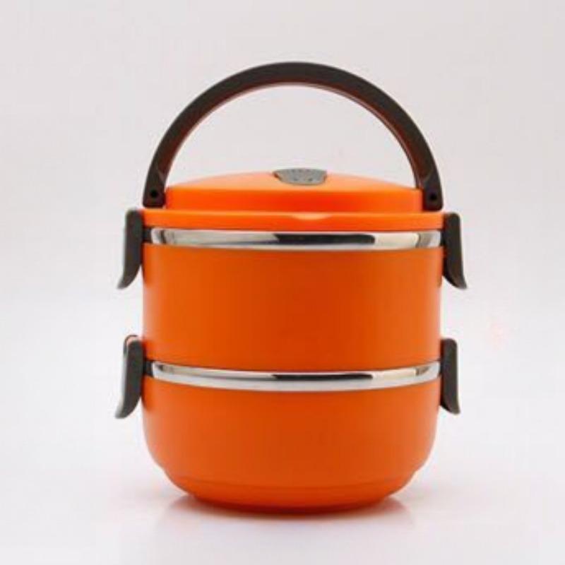 Stainless Steel Multi-layer Insulated Lunch Box Circular Sealed Lunch Box Student Office Workers Portable Handheld Bento Boxs