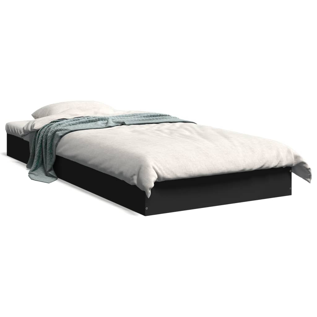 Bed Frame Black 75x190 cm Particleboard