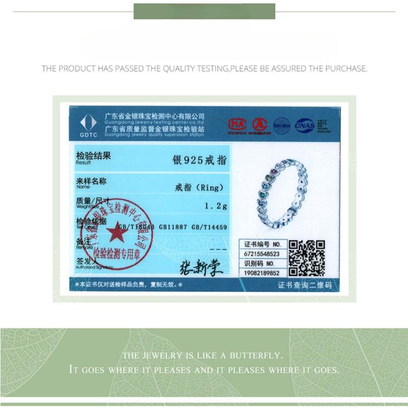 Rainbow Heart Ring Earrings Set, Korean Edition Of Fashion Colorful Zircon Platinum Plated Jewelry