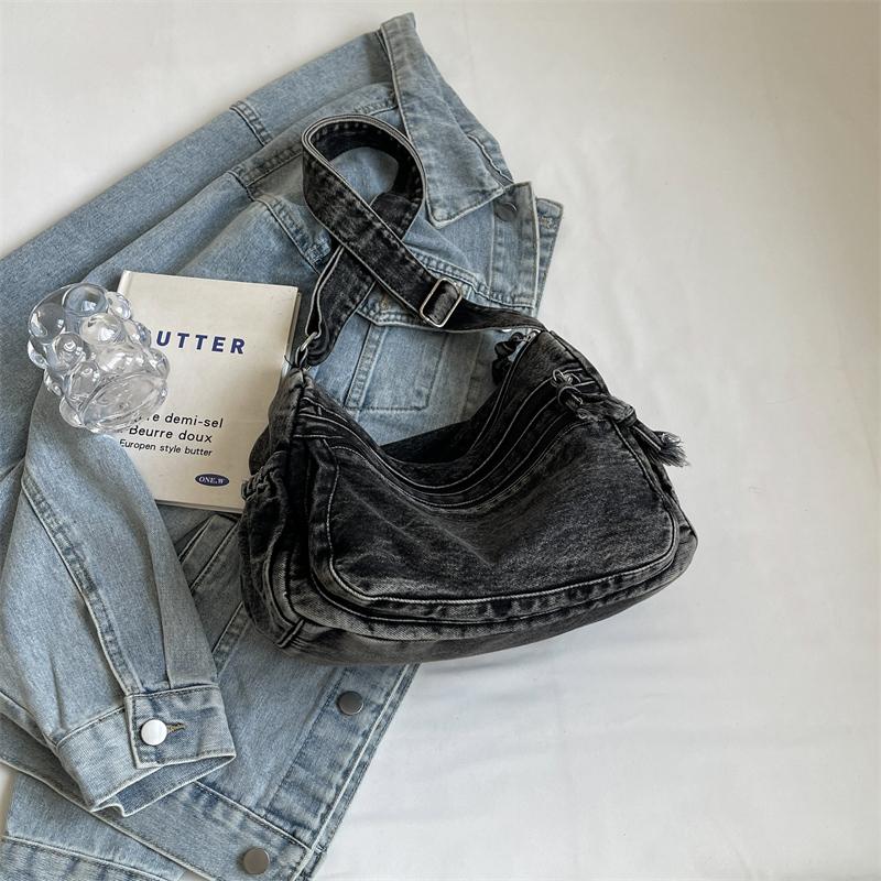 Geantă mare versatilă din denim pentru femei, capacitate mare, geantă messenger, stil lejer, geantă de sub braț, nouă