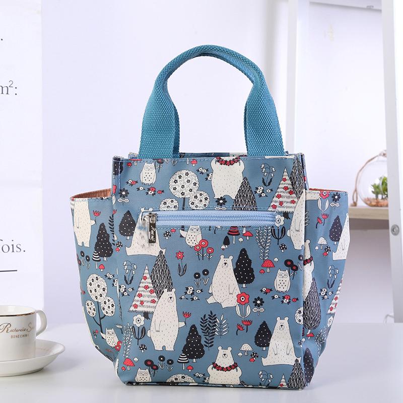 Korean-style Hand-held Children's Lunch Bag, Multi-functional Solid Color Oxford Fabric Waterproof Office Worker Insulated Bag