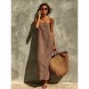 Women New Summer Solid Color Sling Dress, Loose Comfortable Casual Sleeveless Midi Dress