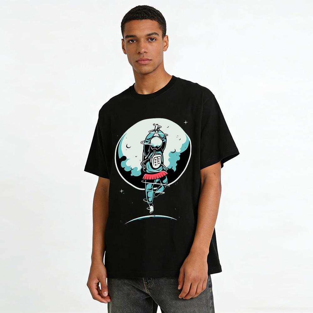 Astronaut Ballet Creative Print Casual T-Shirt Pure cotton T-shirt