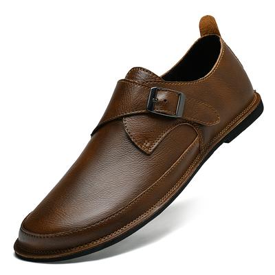 Fashion British Style Men Genuine Leather Buckle Loafers Classic Business Office Shoes Casual Breathable Thick Bottom Men Dress Shoes