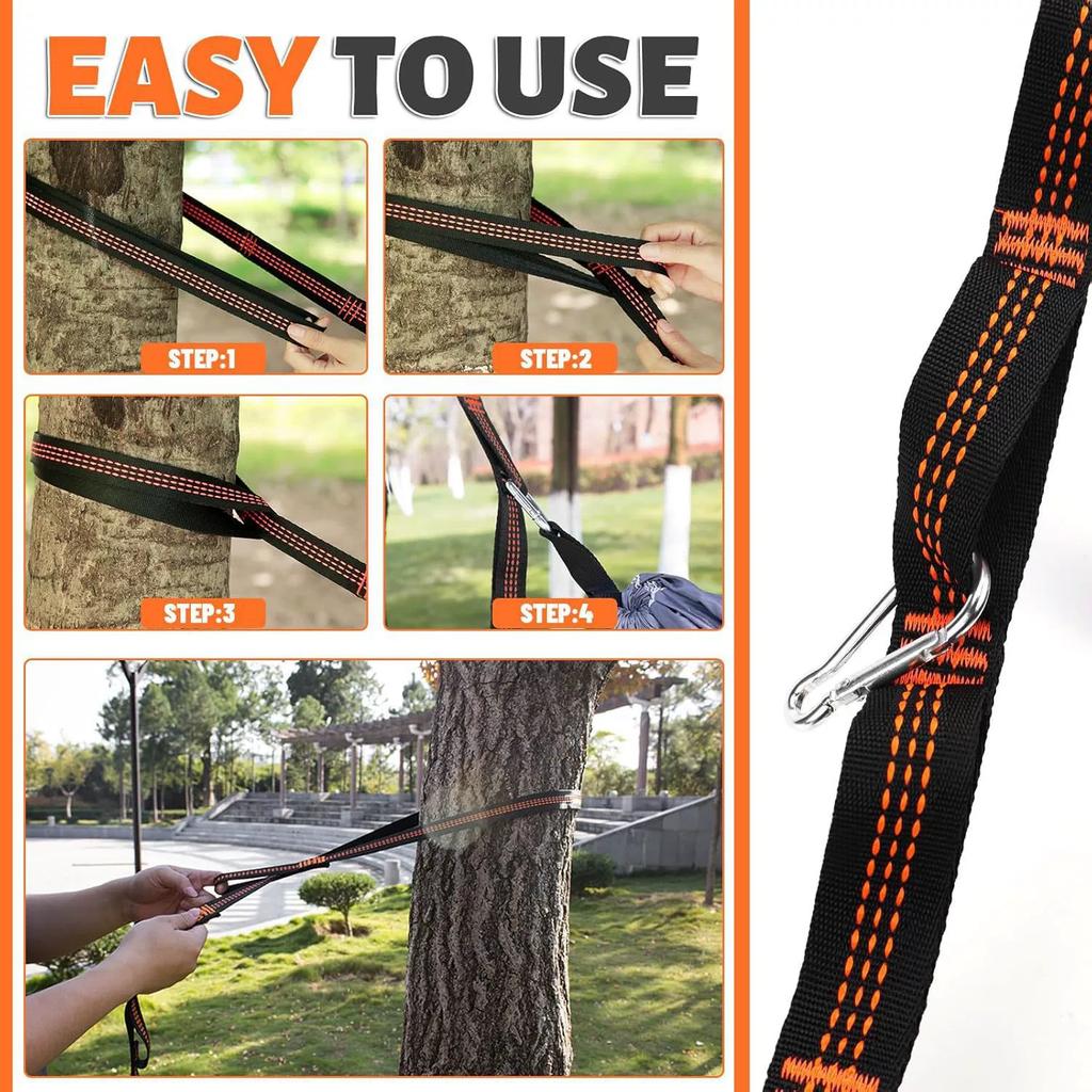 2M Multi-Schlaufen Verstärkte Polyester Hängematten Gurte 200kg Maximale Belastung Strapazierfähiges Verstellbares Utility Spanngurt für Camping Reise