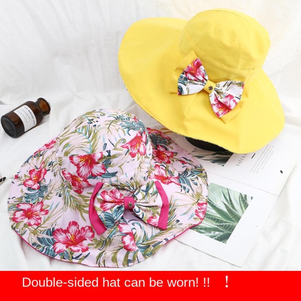 UV Protection Floral Collapsible Sunhat Double Side Wear Fisherman Hats Sun Protection Cap Outdoor