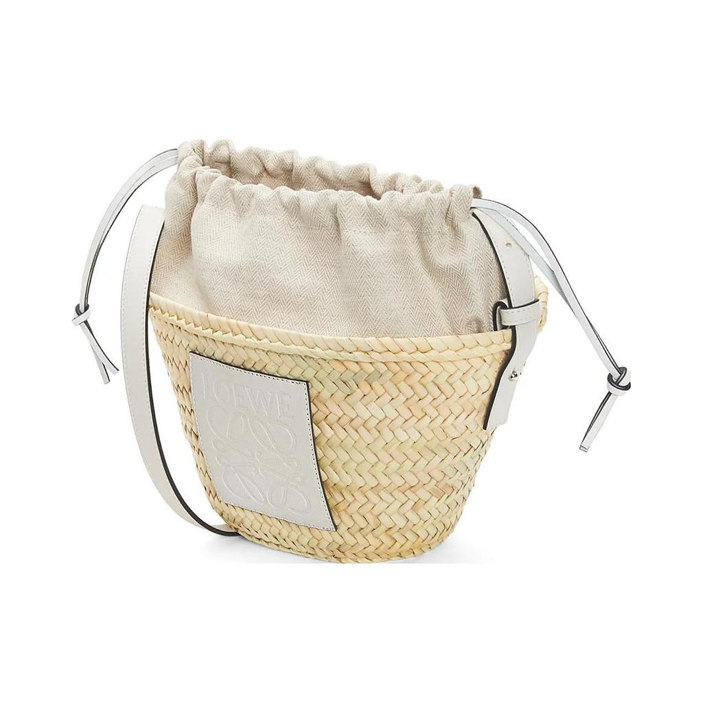 Loewe Embossed Patch Adjustable Shoulder Strap Drawstring Closure Palm Leaf Patchwork Leather Bucket Bag Women Shoulder Bag A223222X01-2163