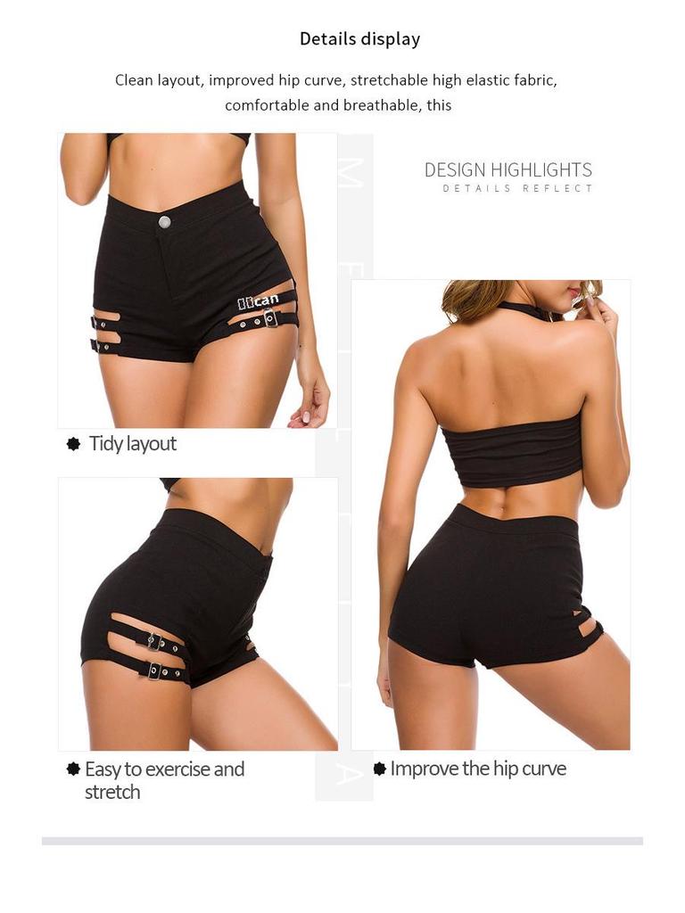Nuovi pantaloncini estivi sexy a vita alta neri - Stile discoteca europeo e americano per donna