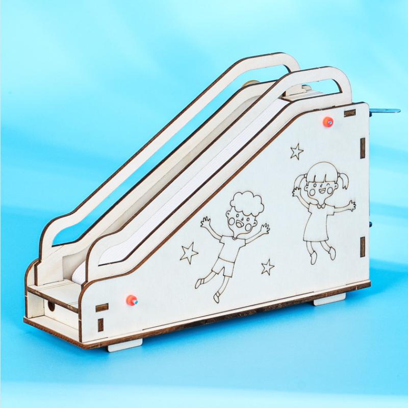 3D Mechanical Wooden Escalator Puzzle Toy DIY Assembling Model Kit HandsOn Educational Gift for Parent Child Interaction