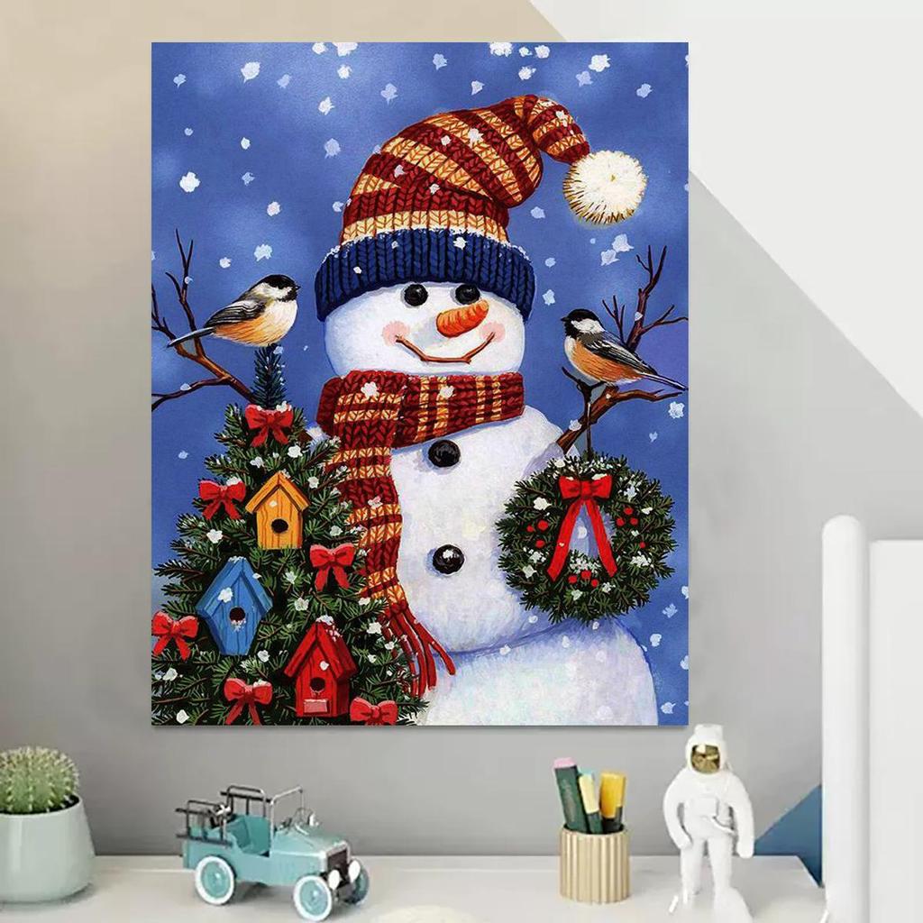 Frame Painting By Numbers For Adults Starter Kit Christmas Gift Wall Art Picture Numbers Painting Snowman For Home Decors 40x50