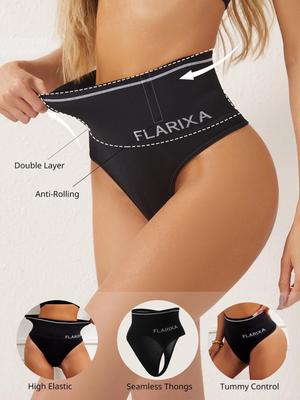1pc Women High Waist Tummy Control Thong Seamless Panties Anti-Rolling Belly Slimming Body Shaper Shapewear Panty Anti Rolling Shaping Underwear