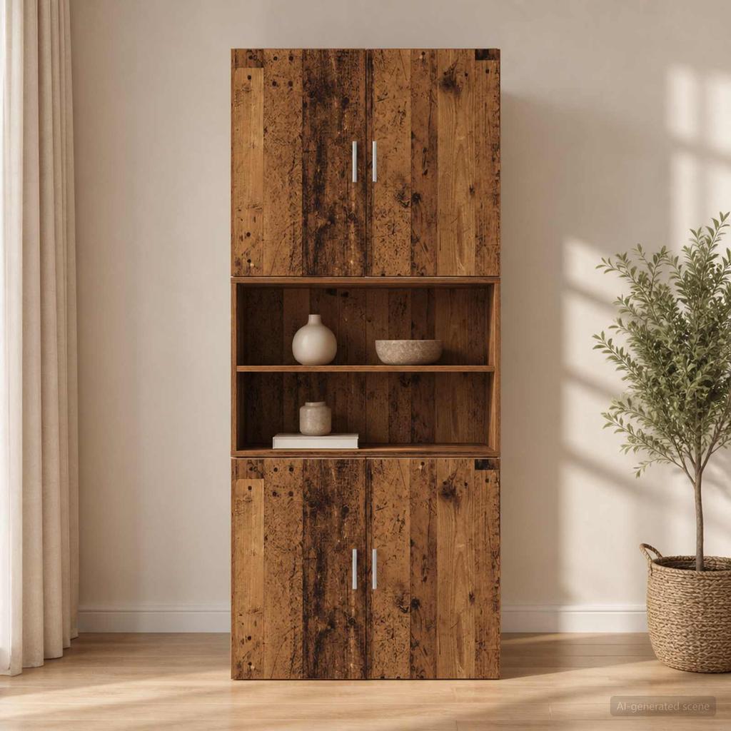 Wall Cabinet Reclaimed Wood 80 X 42.5 X 64 Cm Engineered Wood