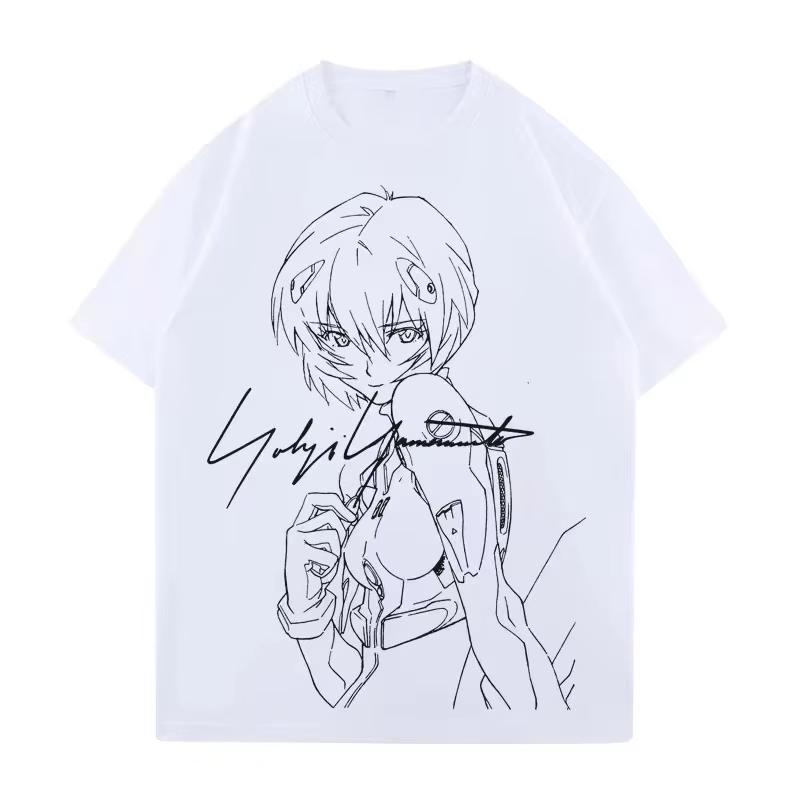 

Аниме EVA Лингболи Аска Принт Хлопковая футболка для мужчин и женщин Свободная с коротким рукавом Модная повседневная футболка Топ L