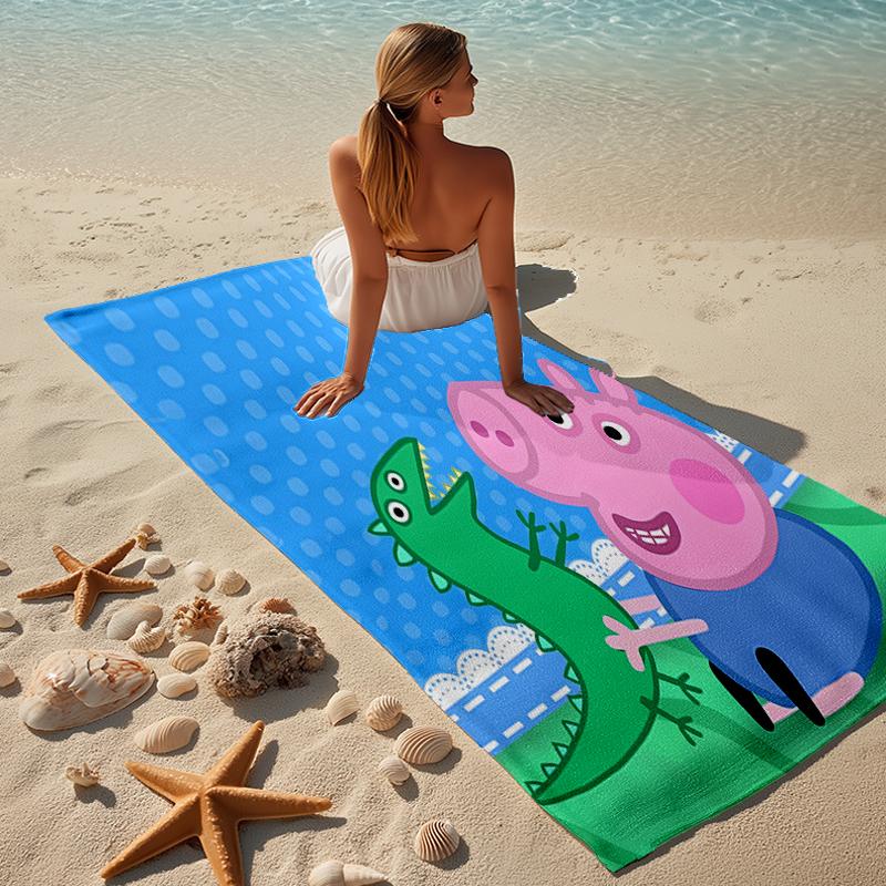 proof beach towel with a Peppa Pig pattern - soft,absorbent,quick-drying,machine washable - perfect for swimming,camping,bathing