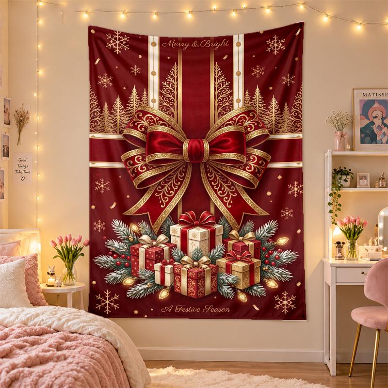 Christmas Printed Tapestry Wall Hanging For Bedroom Living Room Wall Decor Holiday Gift