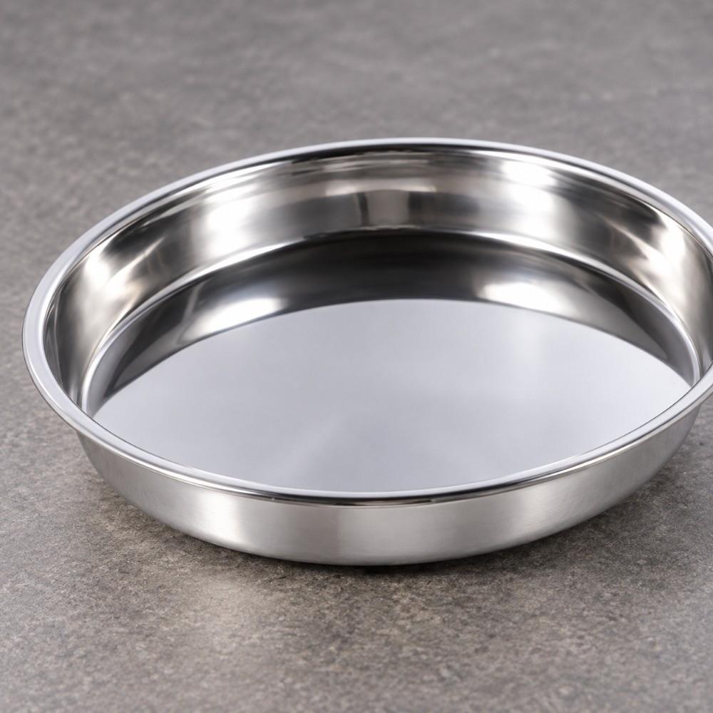 Rustproof Round Plate Shallow Tray Flat Stainless Steel Dining Dish Durable Food Container BBQ
