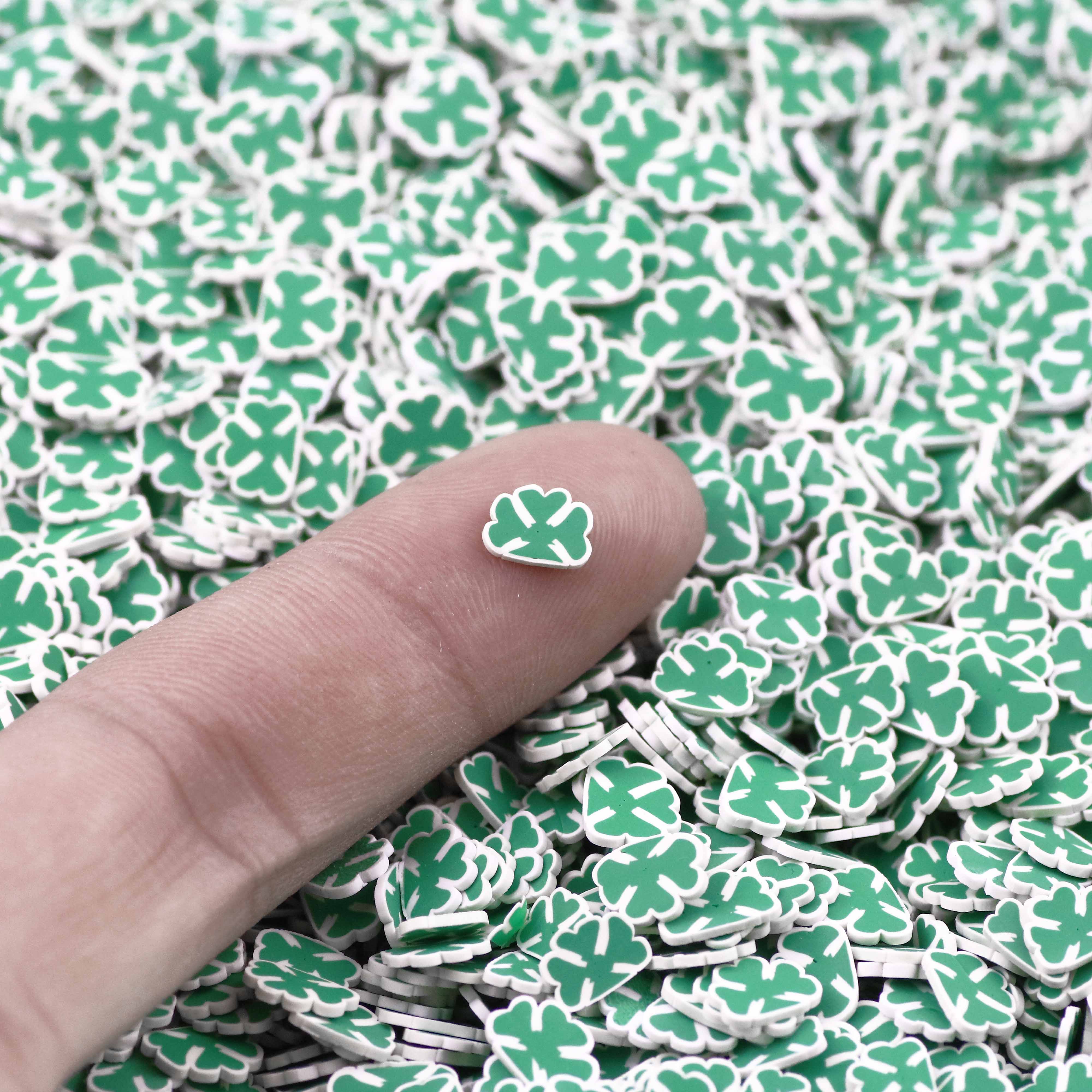 1KG 5 MM Polymer Clay St Patrick s Day Slices Green Sprinkles Shamrocks Clovers Slice for Slime Nail Art Decoration Crafts 1kg/bag