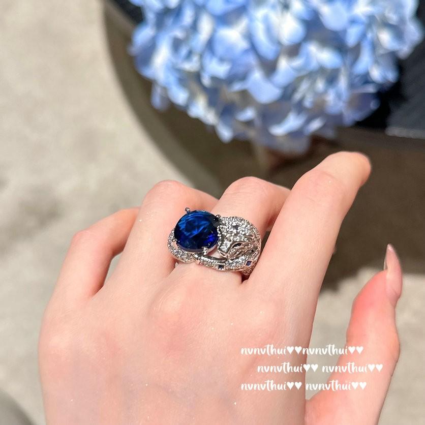 Sri Lanka Blue Cheetah Gemstone Necklace Vintage Plated 18K Gold, Royal Blue Drop Zircon Y Necklace