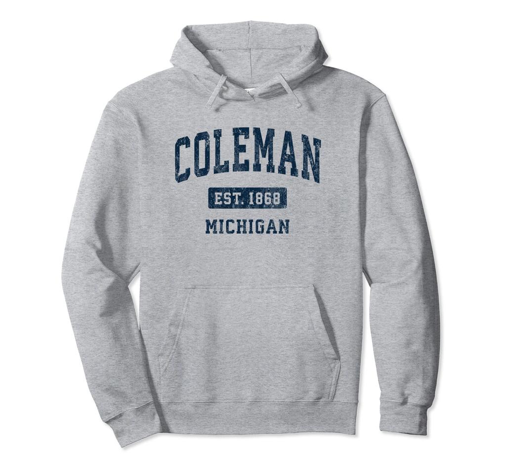 Coleman Michigan Vintage Athletic Sports Design Hoodie