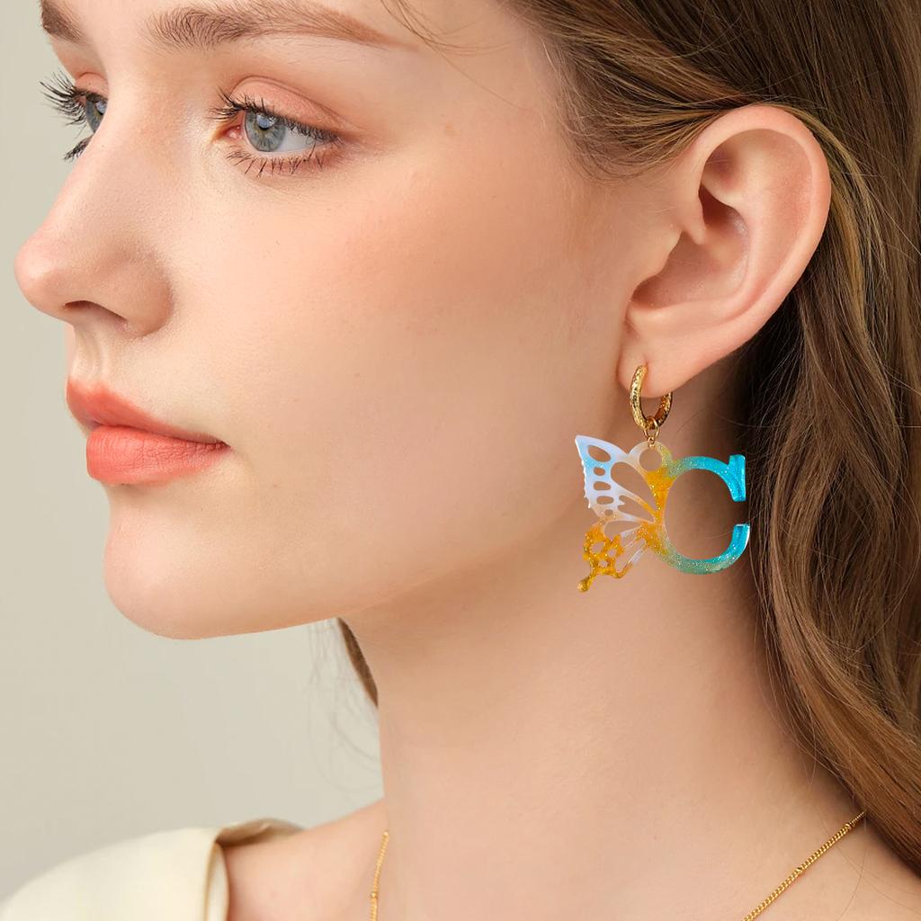 Butterfly Alphabet Silicone Mould DIY Alphanumeric Pendant Resin Mould Keychain Earrings Epoxy Jewellery Craft Casting Moulds