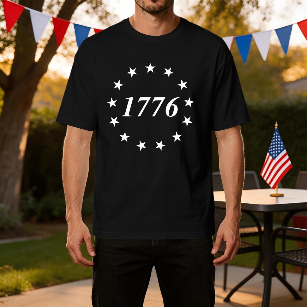 Men's Casual Short Sleeve T-Shirt 1776 Print Lightweight Breathable Fabric Comfortable Fit Summer Wear