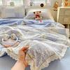 Exquisite Lace Crinkle Gauze Cotton Summer Quilt Skin-Friendly Washable Multi Size Bedding For Cozy Bedroom Summer Sleeping