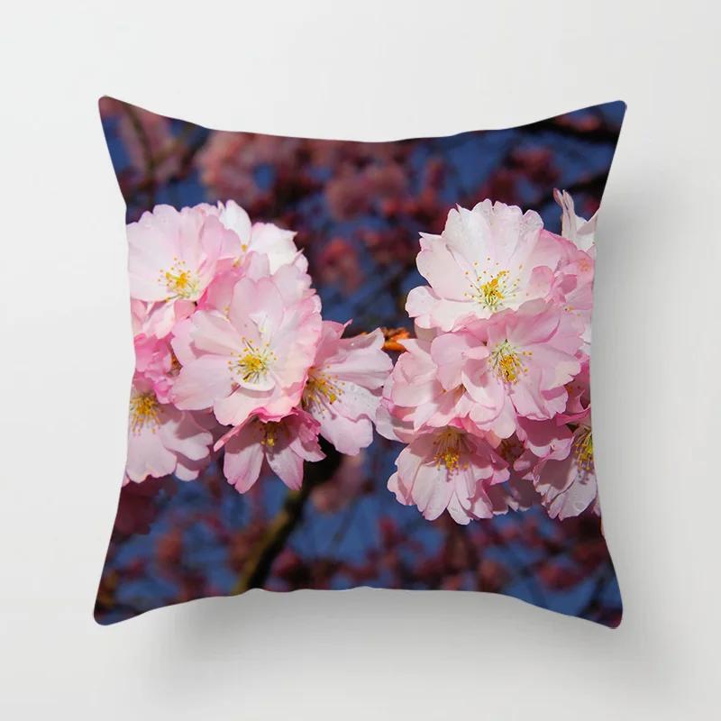 Floral Print Throw Pillow Cover Living Room Sofa Decor Car Office Seat Cushion   Home  45x45 cm