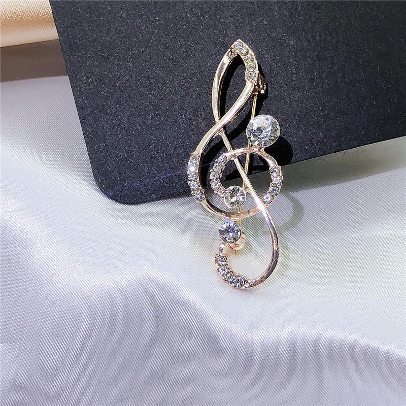 Fashion Crystal Broochs Rhinestone Music Note Brooch Pin Trendy Imitation Pearls Broochs Women's Wedding Pin Gift Party