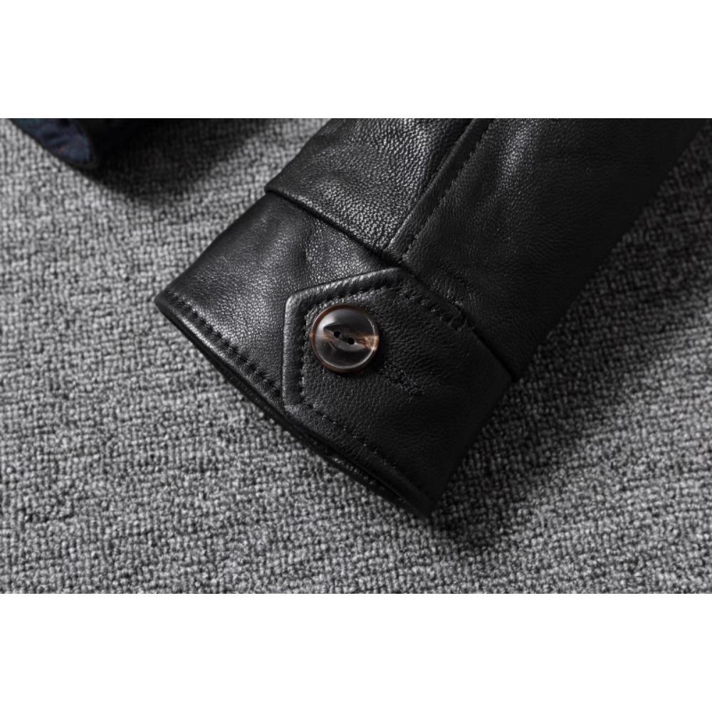 Chinese Size Classical 1940 Style Men Leather Jacket Uncoated Cracked Goatskin Leather Soft Slim Spring Autumn