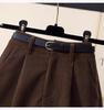 Women's High Waist Corduroy Shorts - Slimming Coffee Wide Leg Korean Style with Rolled Hem