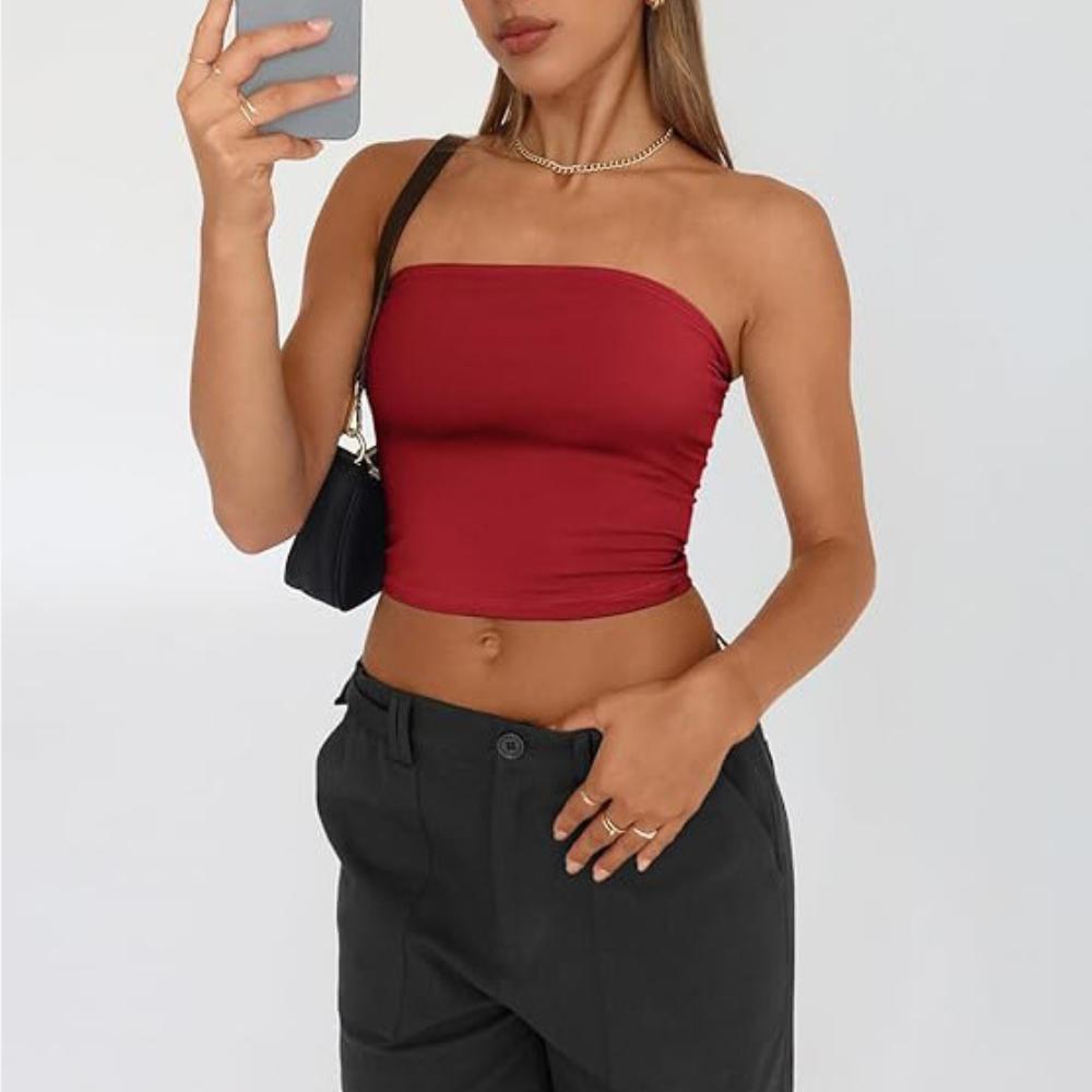 Strapless Tank Top Solid Color CropTops Women Summer Camis Casual Camisole Fashion Tube Female Sleeveless Cropped Y2K Clothes