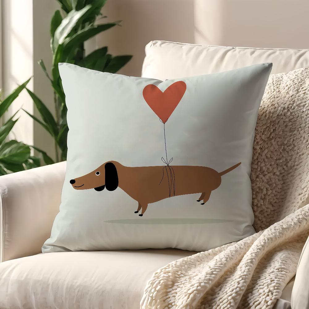 Cartoon Dachshund cushion cover For Pillow Printing Sofa Decoration Home Car Room Coffee Shop Office Nordic Simplicity