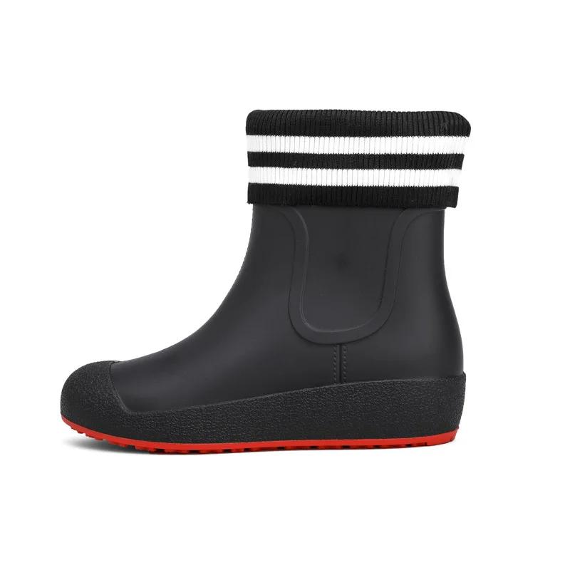 Slip-on Rain Shoes Men Rubber Boots Waterproof Platform Booties 2024 Fashion Outdoor Non-slip Rain Boots Man Working Galoshes