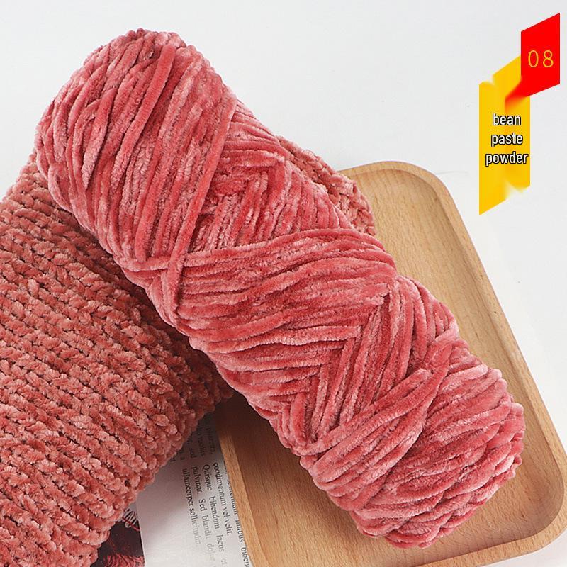 Chenille Gold Velvet Chunky Yarn Kit for Hats, Scarves, Sweaters, Dolls, and DIY Knitting