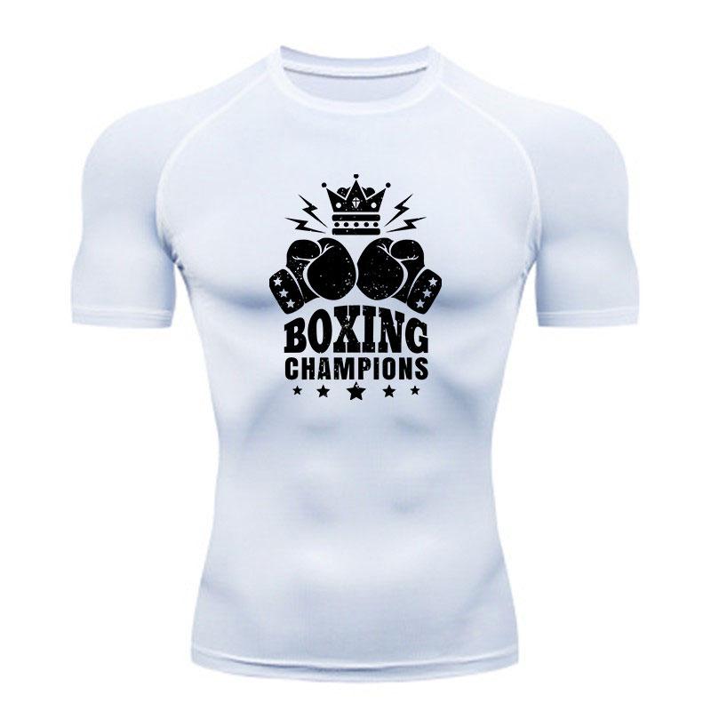 Men's Compression Fitness Workout T-Shirt, Boxing Champions