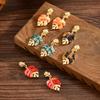 Creative Green Resin Leaf Hollow Pendant Earrings for Women Gold Ginkgo Leaf Personality Earrings Party Jewelry
