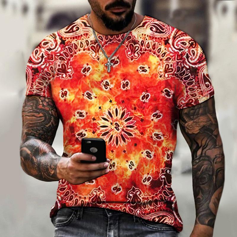 3D digital printing teen men's short-sleeve top, multifunctional and breathable
