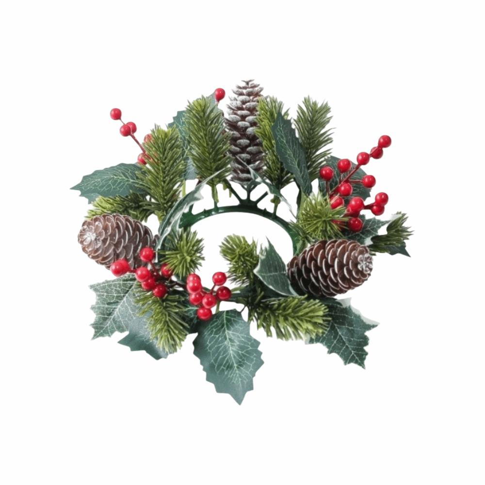 Künstliche Blume Blumen Kranz Kerzenhalter Kiefer Kerzenständer Girlande Partydekoration