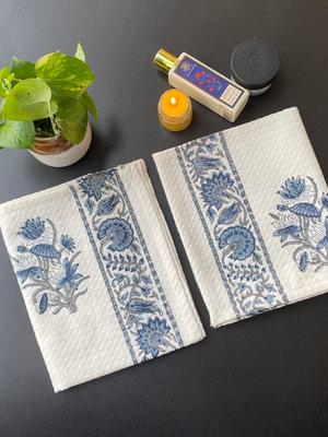 Paar Handtücher aus Baumwolle mit Blockdruck