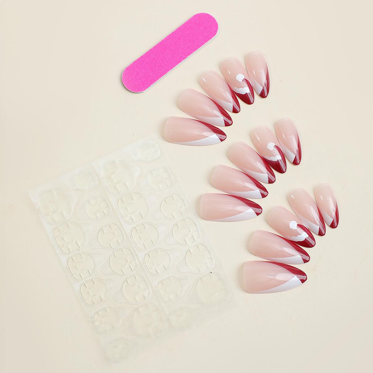 

Трансграничная Рождественская шапка Французский пресс-он нейл-арт Накладные ногти Патчи для ногтей