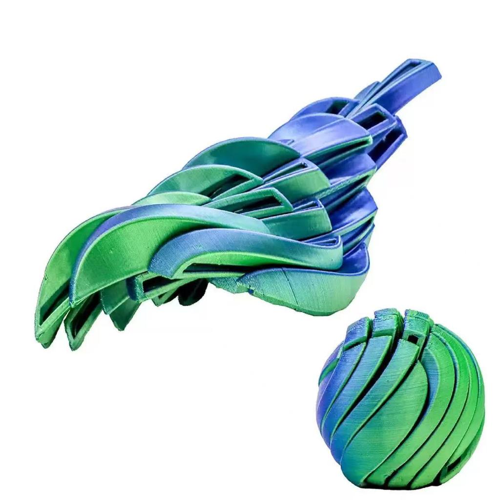 Twistsphere Kinetic Desk Ornament: 3D Printed Mechanical Art Ball, Executive Office Decor, Gradient Rotating Sculpture
