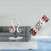 Porcelain Swan Figurine Collection with Christmas Table Runner Seasonal Winter Decor for Living Room